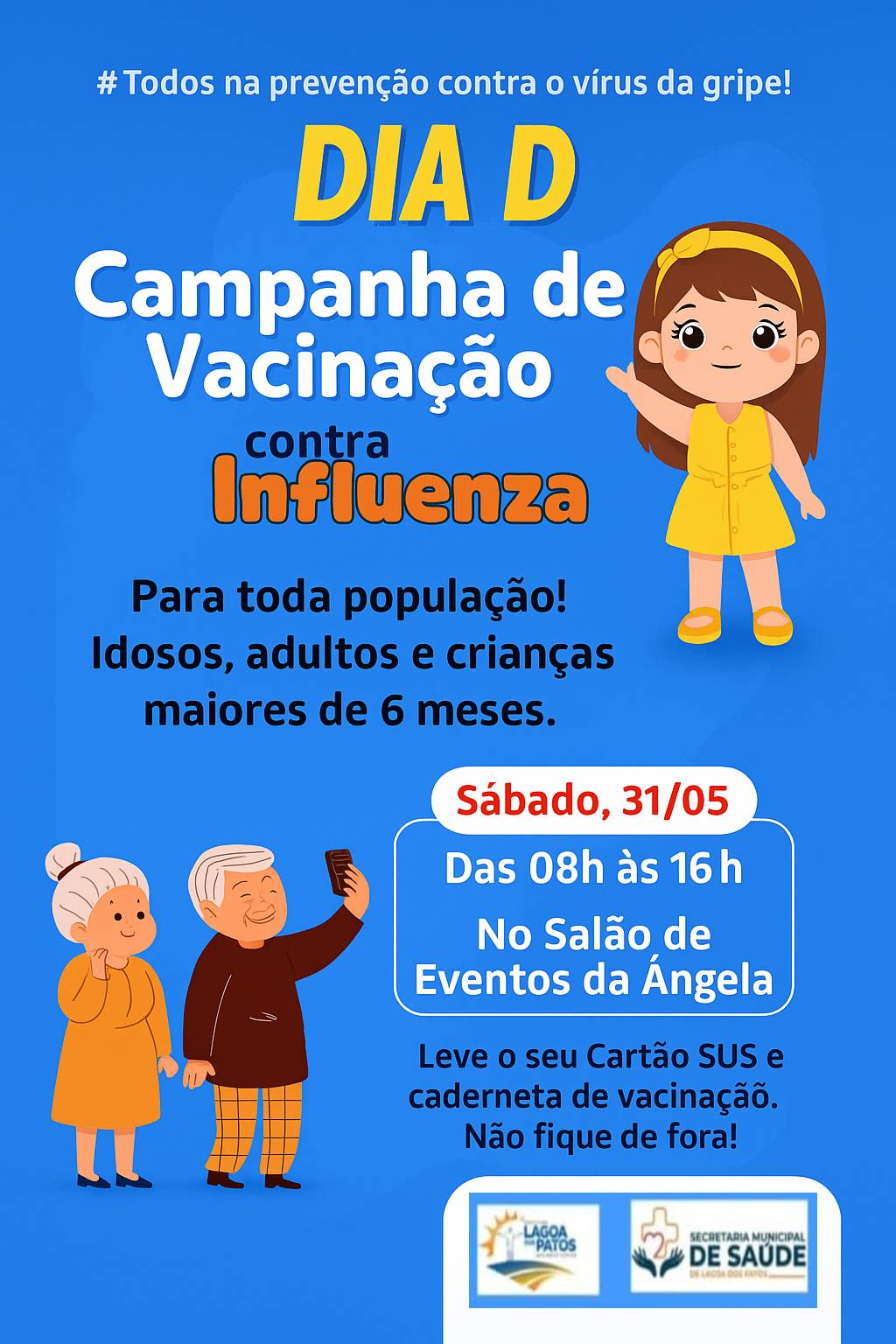 Dia D da Vacinação contra a Gripe em Lagoa dos Patos MG acontece neste sábado!