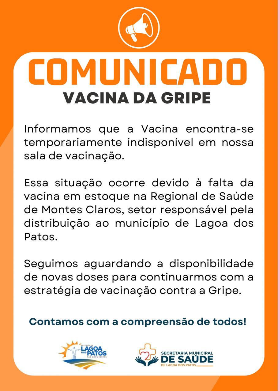Vacina da Gripe Temporariamente Indisponível em Lagoa dos Patos – MG